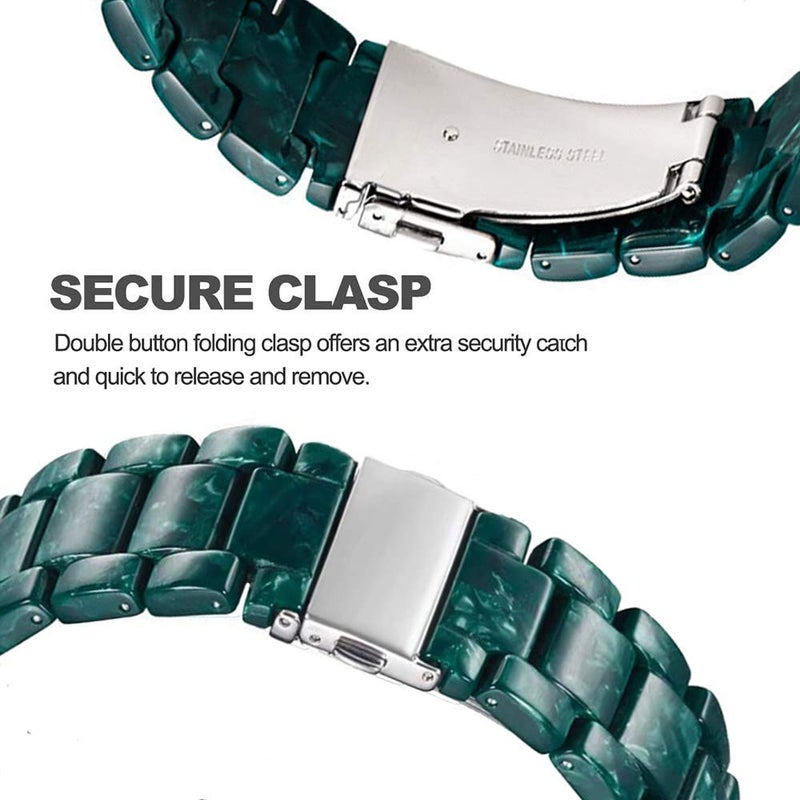 DEALELE Bands Compatible with Samsung Galaxy Watch 7 / FE / 6/6 Classic / 5/5 Pro / 4/4 Classic / 3 41mm / Huawei GT3 42mm, 20mm Colorful Resin Replacement Strap for Women Men (Dark Green) - Image 3